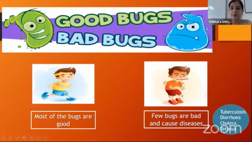 Dr. Kiranjeet Kaur explaining the fight between good bugs and bad bugs