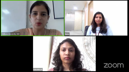 PREVENT IT Researchers- Dr. Kiranjeet Kaur, Dr. Dona Boban and Dr. Rakshitha K. welcoming the students