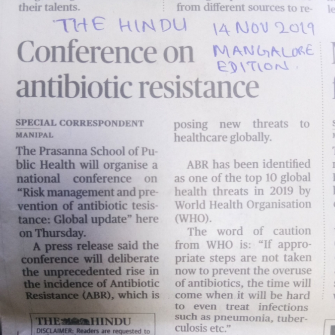  THE HINDU NEWSPAPER PUBLISHES ABOUT THE ABR EVENT ORGANISED BY THE PRASANNA SCHOOL OF PUBLIC HEALTH