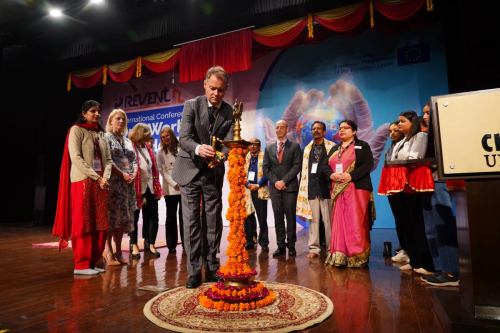 Marcel Floor, the Counsellor for Health Welfare and Sport,Embassy of the Kingdom ofthe Netherlands in India lighting the lamp