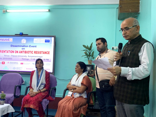 Prof. Ganga Prasad Prasain, Hon’ble Vice Chancellor of Tripura University, welcoming the speakers and addressing the participants